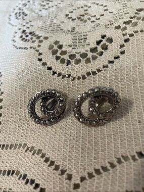 Avon Silver-Tone Beaded Swirl Clip-On Earrings